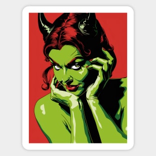 Female Demon Woman Pop Comic Art Illustration Sticker